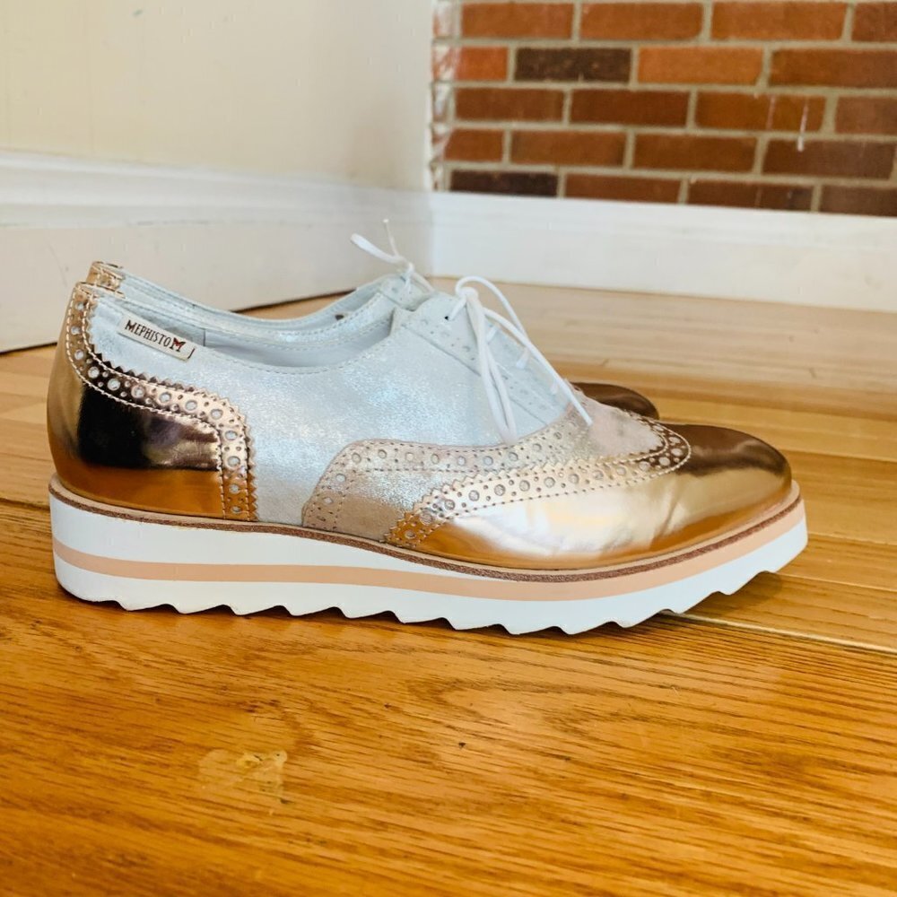 Mephisto Women's Yael Oxford Sparkle Leather Walking Sneakers Shoes 8.5 - Picture 5 of 13